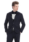 Lacivert Düz Shirt Shoulder Slim Fit Yün Karışımlı Ceket