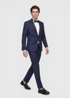 Saks Düz Fashion Slim Fit Kruvaze Yaka Dokuma Smokin Takım Elbise