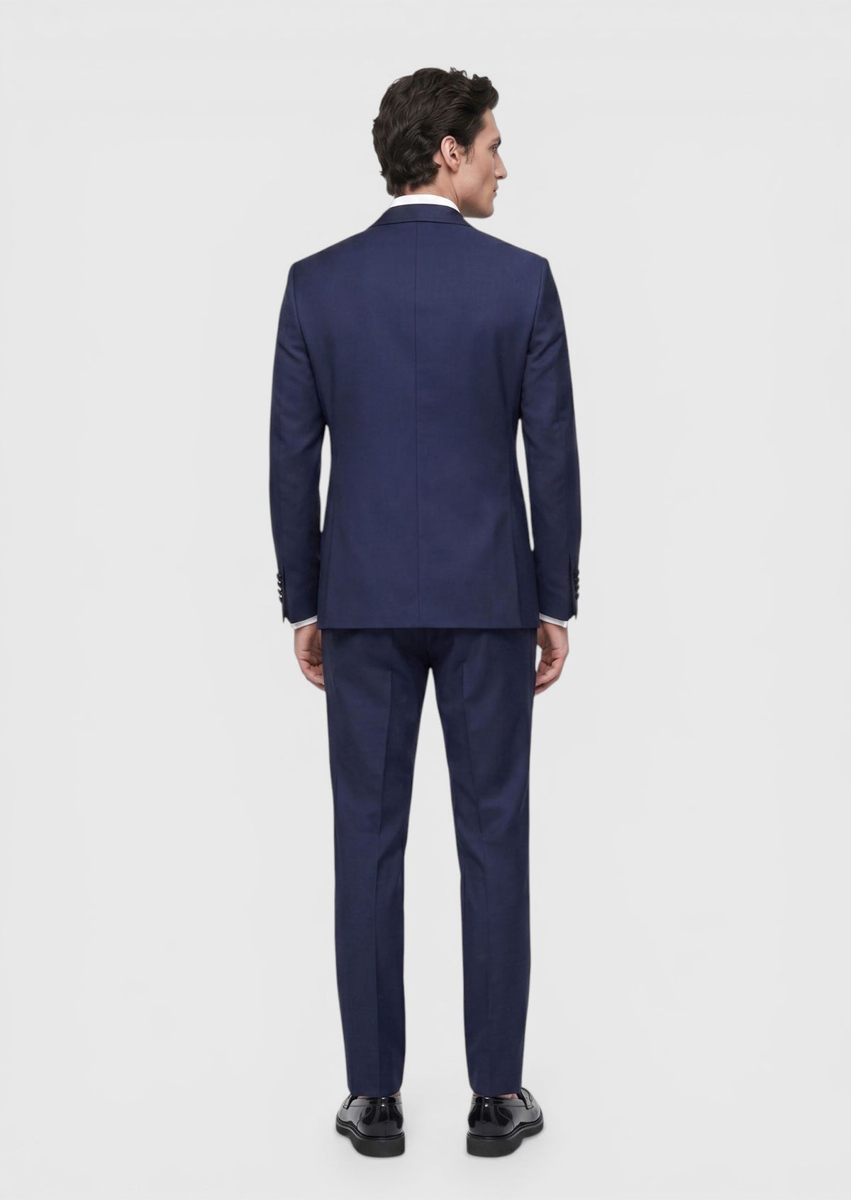 Saks Düz Fashion Slim Fit Kruvaze Yaka Dokuma Smokin Takım Elbise
