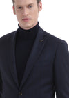 Lacivert Çizgili Zeroweight Slim Fit Yün Karışımlı Takım Elbise