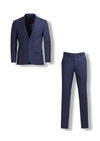 Lacivert Kareli Zeroweight Slim Fit Yün Karışımlı Takım Elbise