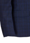 Lacivert Kareli Zeroweight Slim Fit Yün Karışımlı Takım Elbise