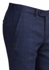 Lacivert Kareli Zeroweight Slim Fit Yün Karışımlı Takım Elbise