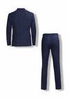 Lacivert Kareli Zeroweight Slim Fit Yün Karışımlı Takım Elbise