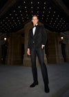 Siyah Desenli Thin&taller Slim Fit Kruvaze Yaka Dokuma Smokin Takım Elbise