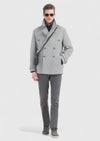 Gri Slim Fit Kruvaze Yaka Casual Örme Palto