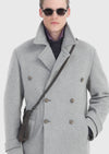 Gri Slim Fit Kruvaze Yaka Casual Örme Palto