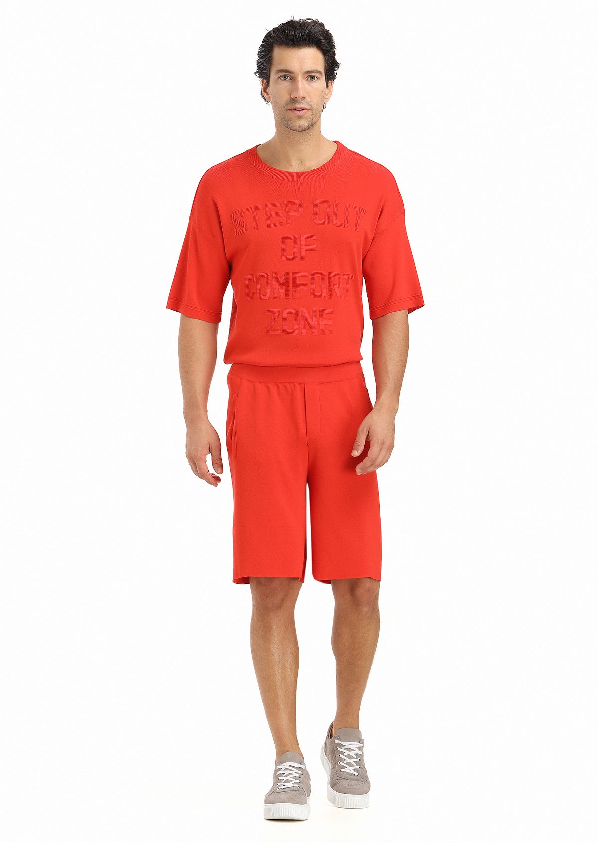 Turuncu Düz Örme Regular Fit Spor Bermuda