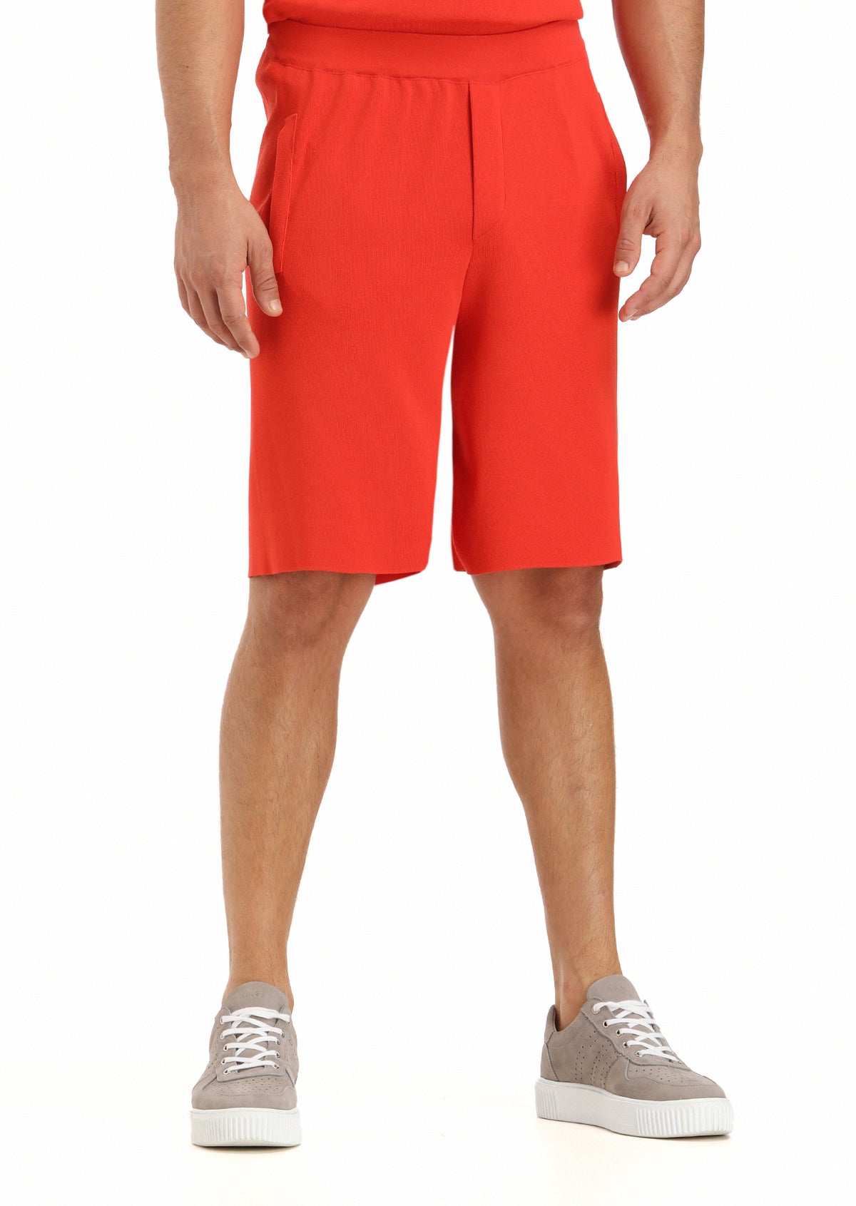 Turuncu Düz Örme Regular Fit Spor Bermuda