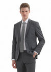Gri Çizgili Zeroweight Slim Fit %100 Yün Takım Elbise