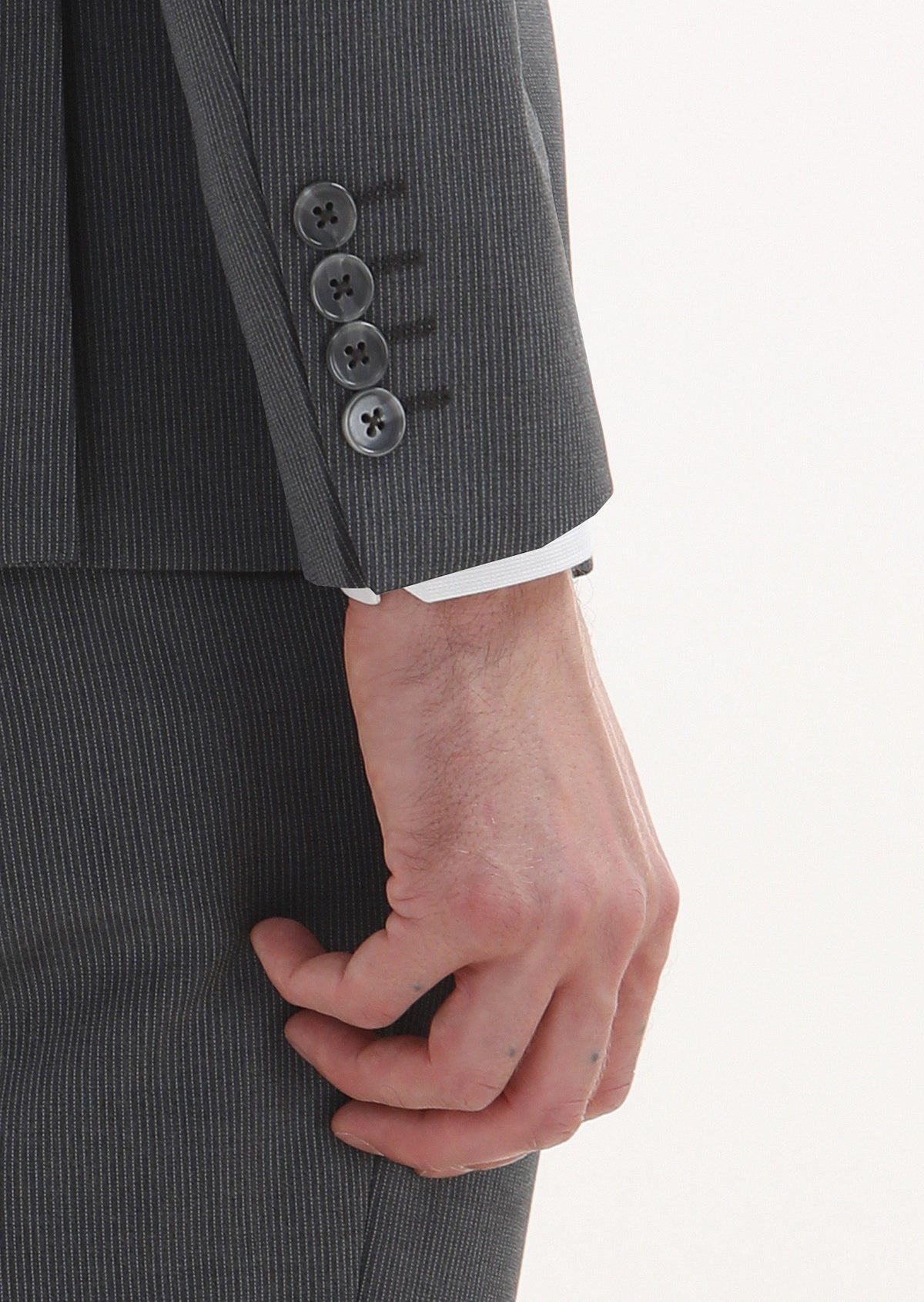 Gri Çizgili Zeroweight Slim Fit %100 Yün Takım Elbise