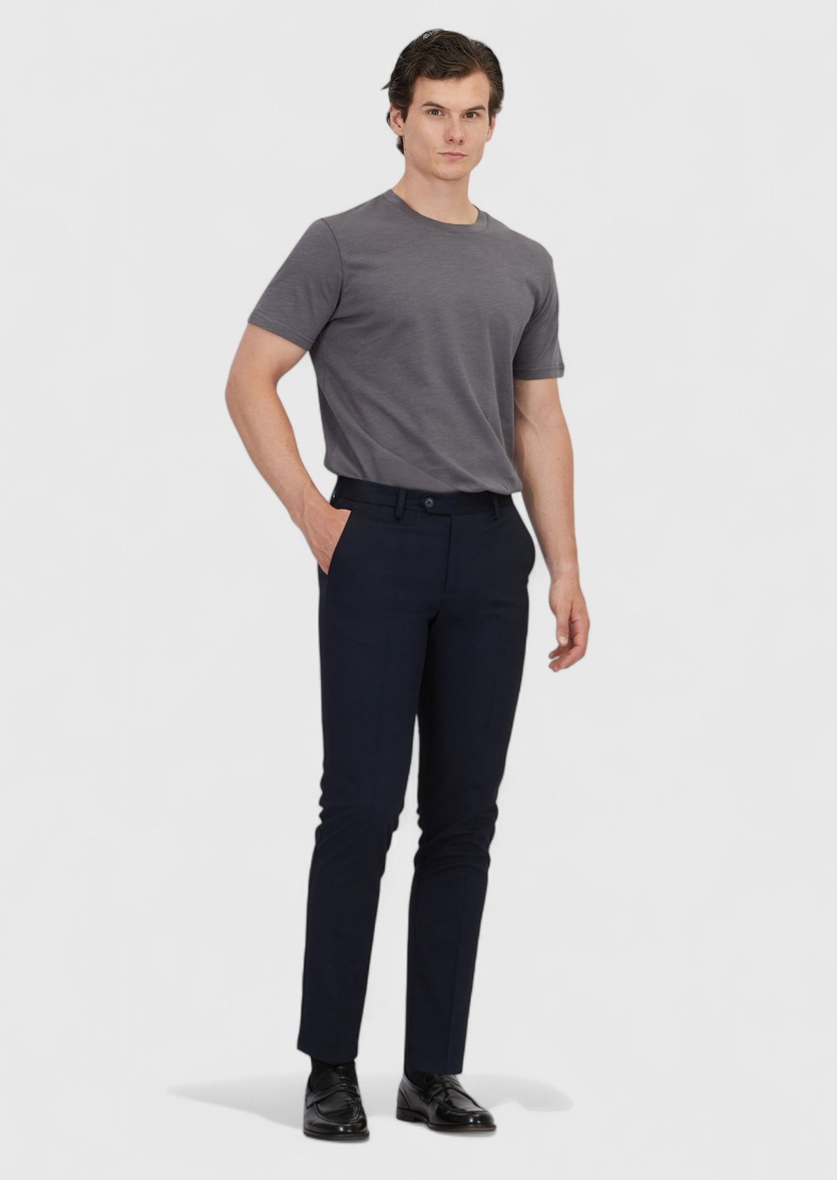 Lacivert Düz Dokuma Slim Fit Klasik Pantolon