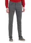 Koyu Gri Desenli Dokuma Slim Fit Casual Pamuk Karışımlı Pantolon
