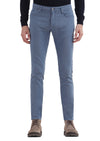 İndigo Desenli Dokuma Slim Fit Casual Pamuk Karışımlı Pantolon