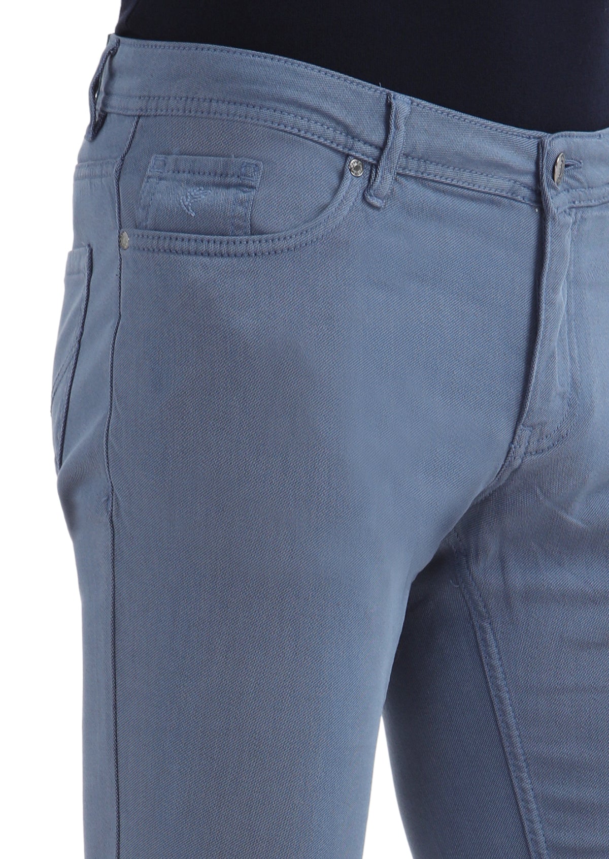 İndigo Desenli Dokuma Slim Fit Casual Pamuk Karışımlı Pantolon