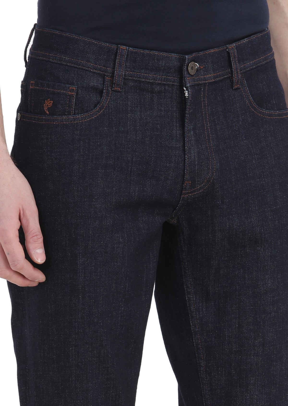 Lacivert Düz Slim Fit Denim Pamuk Karışımlı Pantolon