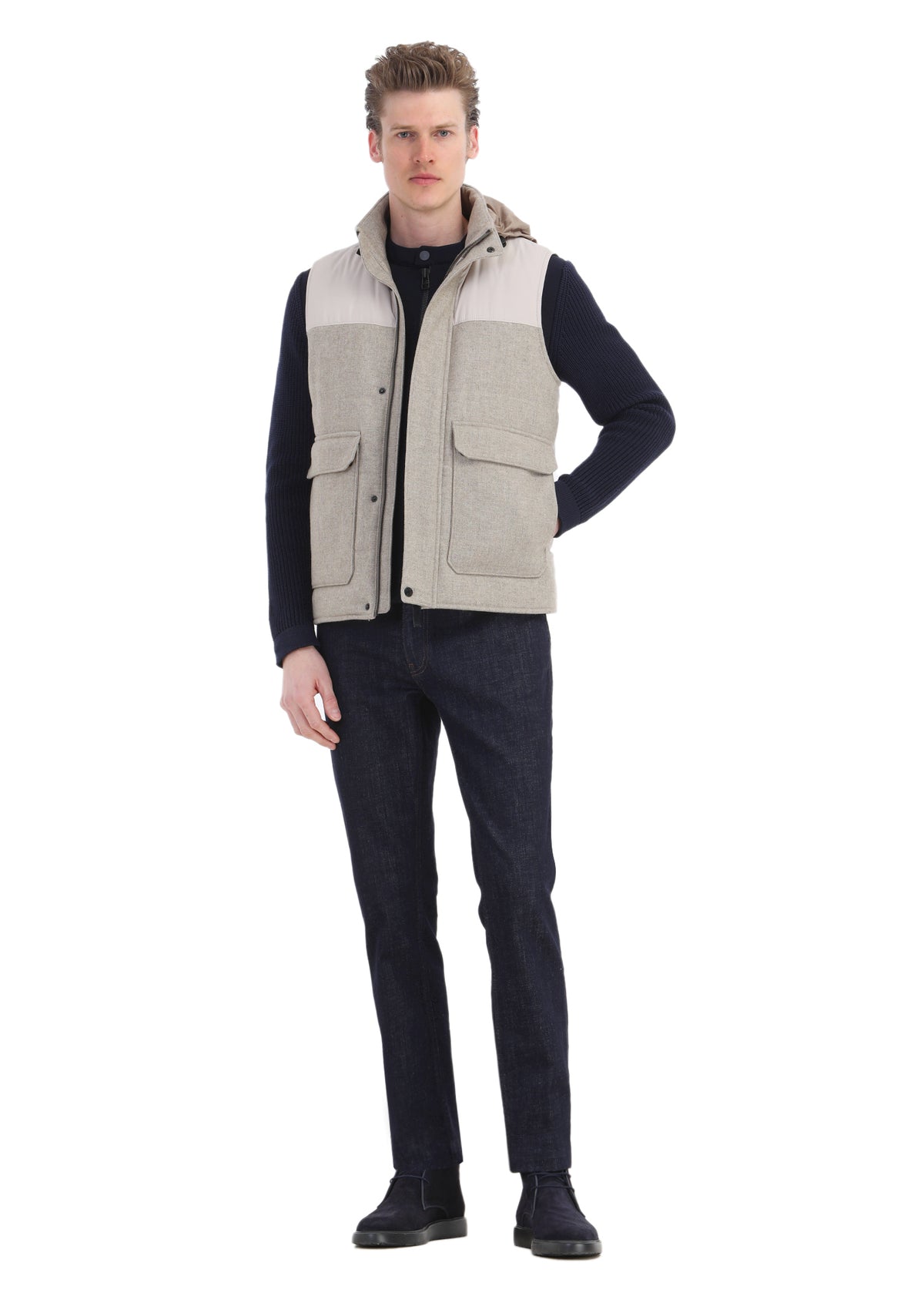 Lacivert Düz Slim Fit Denim Pamuk Karışımlı Pantolon