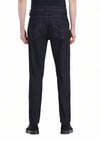 Lacivert Düz Slim Fit Denim Pamuk Karışımlı Pantolon