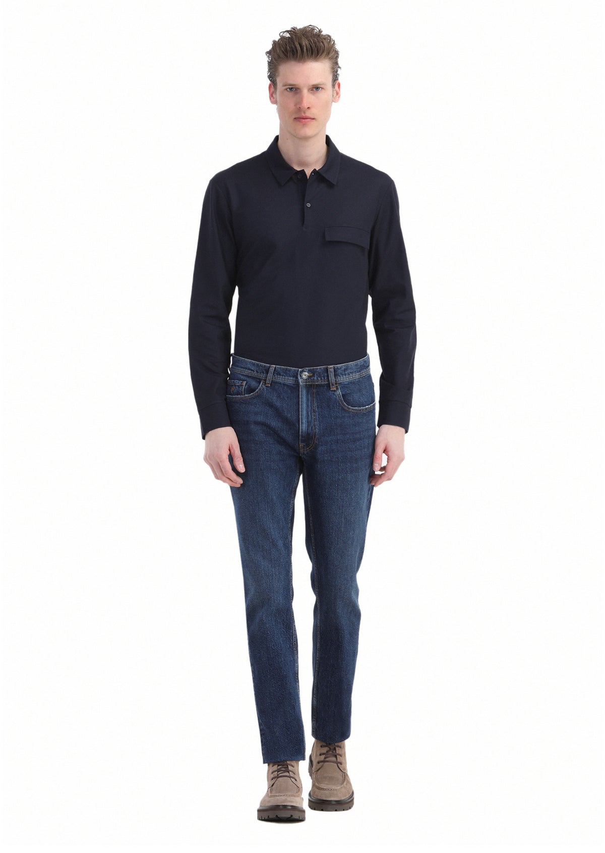 Lacivert Düz Regular Fit Denim %100 Pamuk Pantolon