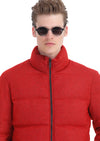 Kırmızı Regular Fit Dik Yaka Casual Dokuma Mont