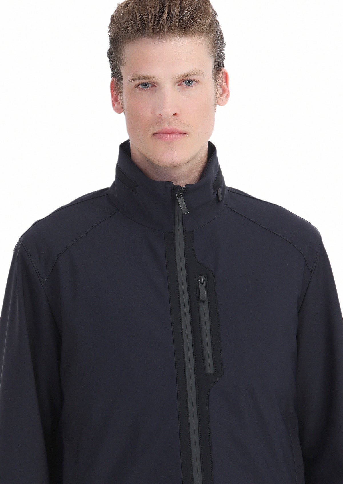 Lacivert Comfort Fit Kapüşonlu Spor Dokuma Mont