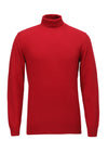 Kırmızı Tam Balıkçı Yaka Jakarlı Yün Karışımlı Triko Kazak