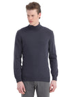 Mor Tam Balıkçı Yaka Jakarlı Yün Karışımlı Triko Kazak