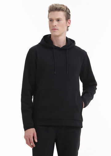 Siyah Kapüşonlu Düz Sweatshirt