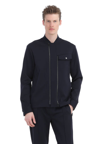 Lacivert Bisiklet Yaka Jakarlı Sweatshirt