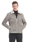 Vizon Regular Fit Gömlek Yaka Casual Süet Deri Mont