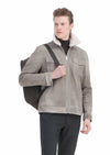 Vizon Regular Fit Gömlek Yaka Casual Süet Deri Mont