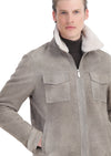 Vizon Regular Fit Gömlek Yaka Casual Süet Deri Mont