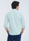Mint Çizgili Regular Fit Uzun Dokuma Casual Pamuk Karışımlı Gömlek