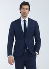 Lacivert Çizgili Zeroweight Slim Fit %100 Yün Takım Elbise