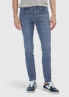 Gri Düz Slim Fit Denim Pamuk Karışımlı Pantolon