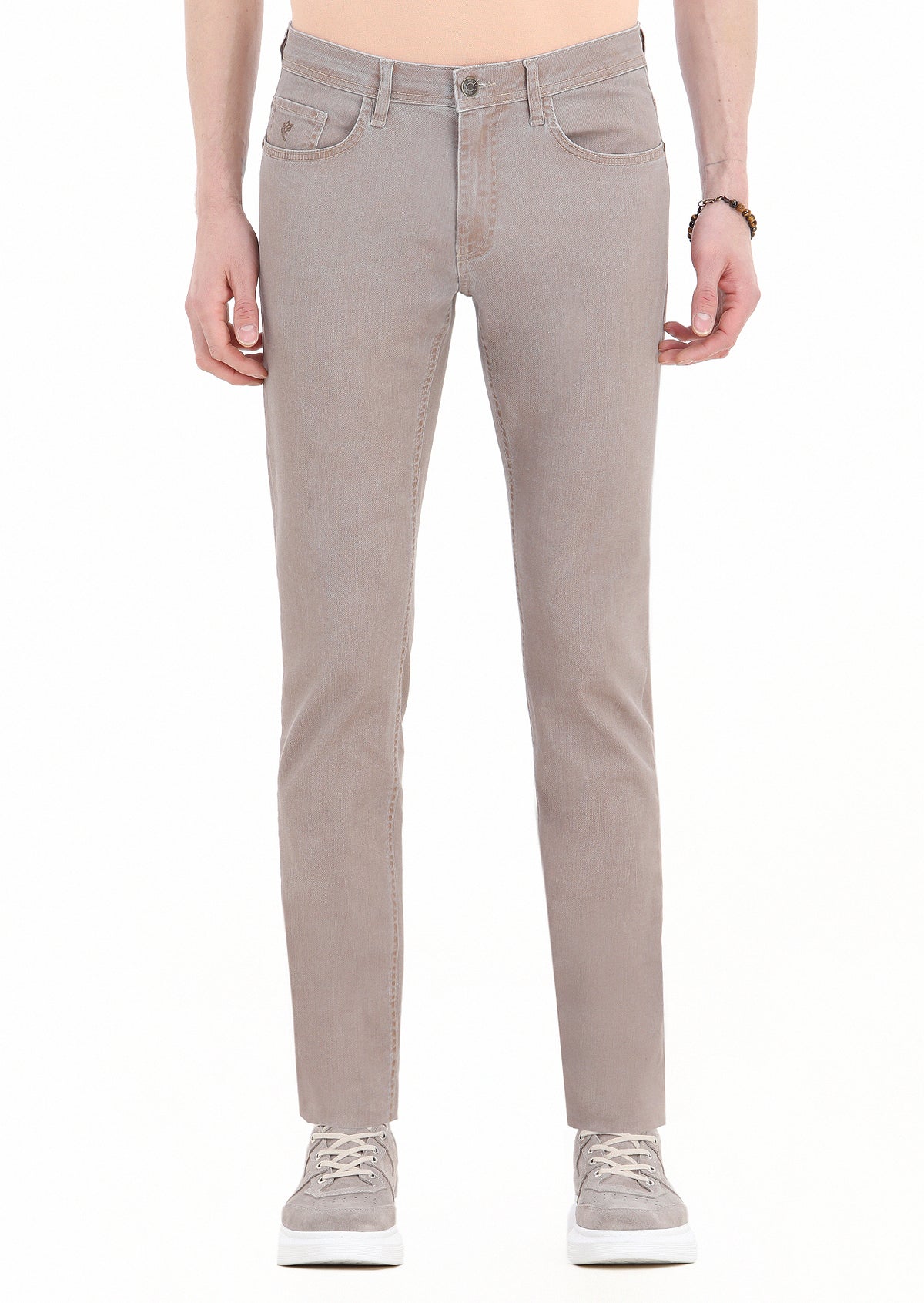 Vizon Düz Dokuma Slim Fit Casual Pamuk Karışımlı Pantolon