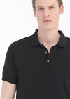 Siyah Düz Polo Yaka %100 Pamuk T-Shirt