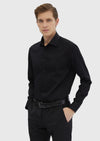 Siyah Düz Regular Fit Uzun Dokuma Klasik %100 Pamuk Gömlek