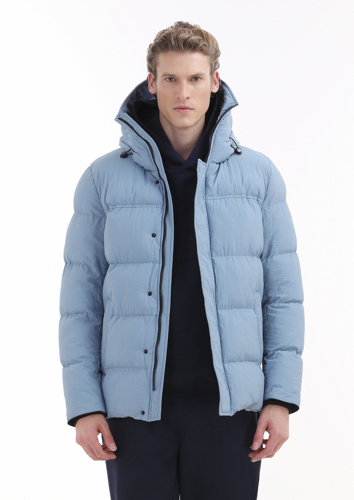 Mavi Regular Fit Kapüşonlu Dokuma Mont