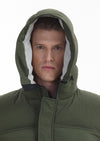 Haki Regular Fit Kapüşonlu Casual Dokuma Mont