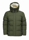Haki Regular Fit Kapüşonlu Casual Dokuma Mont