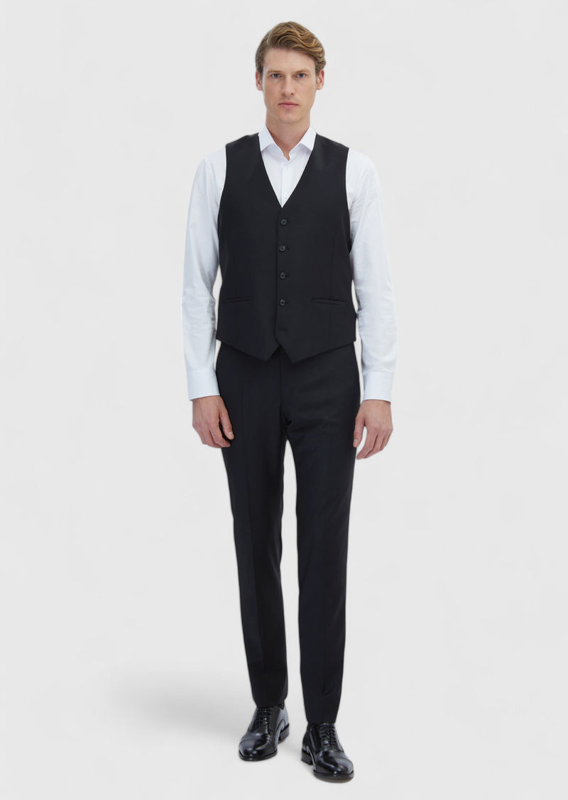 Siyah Slim Fit Kelebek Yaka Klasik Yelek