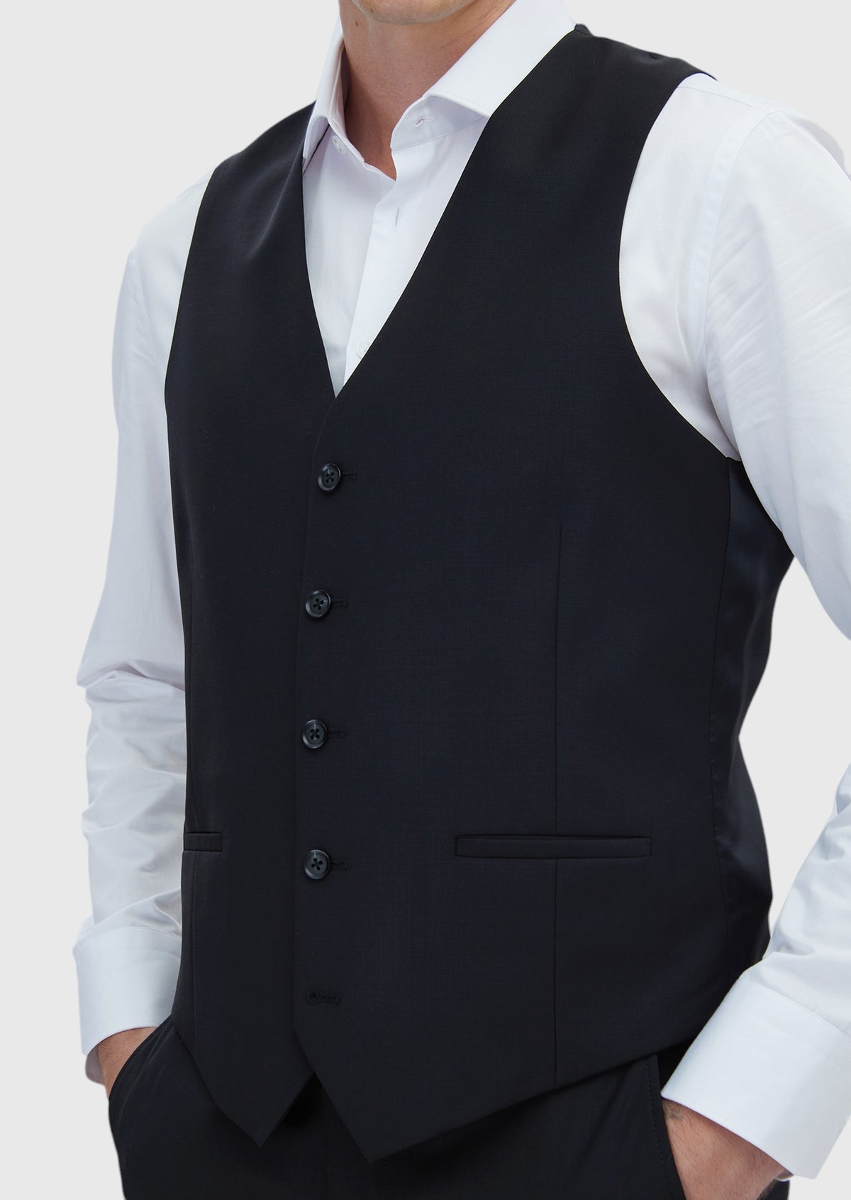 Siyah Slim Fit Kelebek Yaka Klasik Yelek