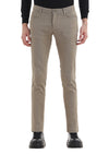 Bej Desenli Dokuma Slim Fit Casual Pamuk Karışımlı Pantolon