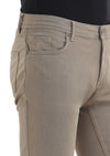 Bej Desenli Dokuma Slim Fit Casual Pamuk Karışımlı Pantolon