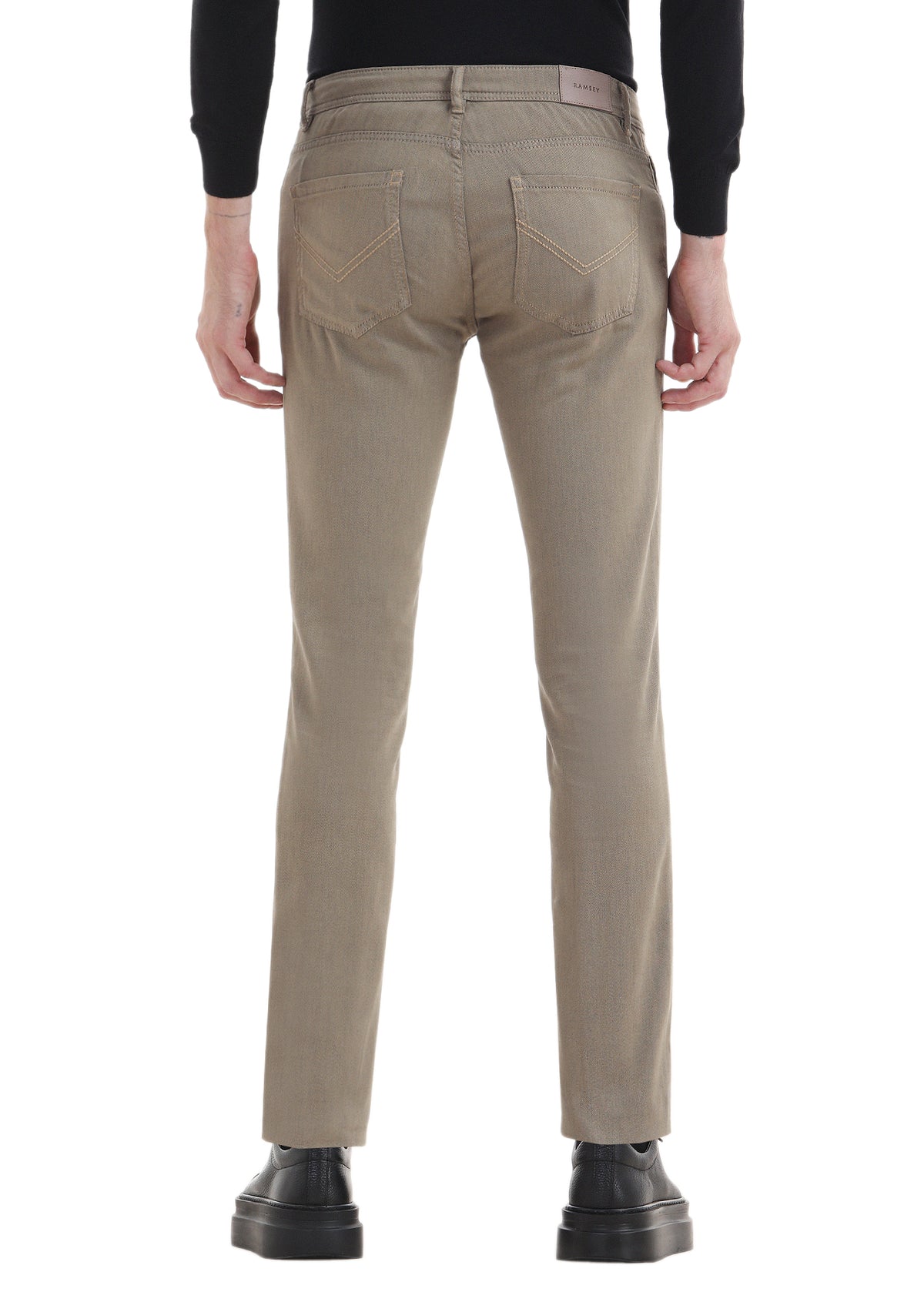 Bej Desenli Dokuma Slim Fit Casual Pamuk Karışımlı Pantolon