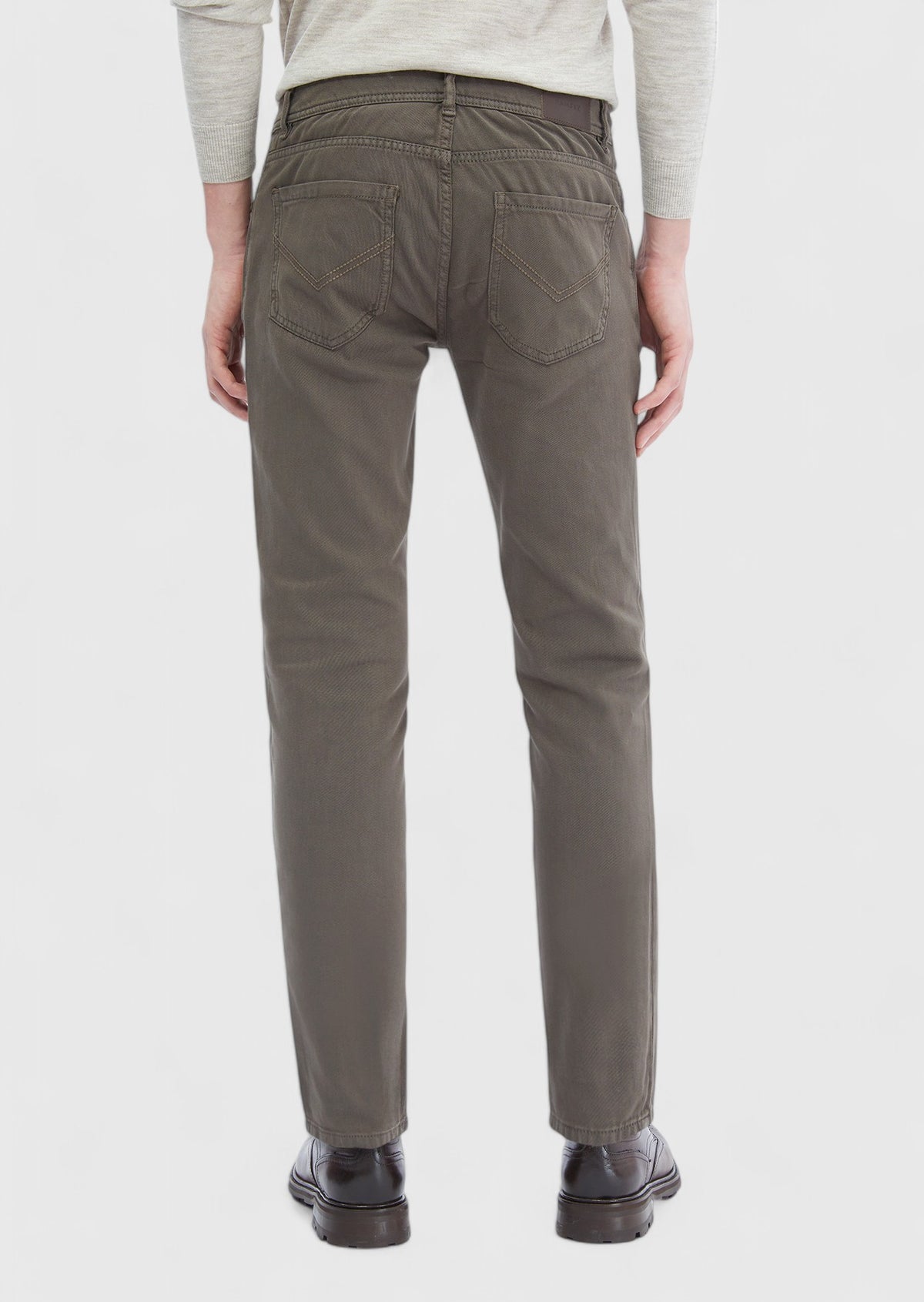 Açık Kahve Desenli Dokuma Slim Fit Casual Pamuk Karışımlı Pantolon