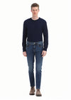 Lacivert Düz Slim Fit Denim Pamuk Karışımlı Pantolon