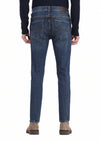 Lacivert Düz Slim Fit Denim Pamuk Karışımlı Pantolon