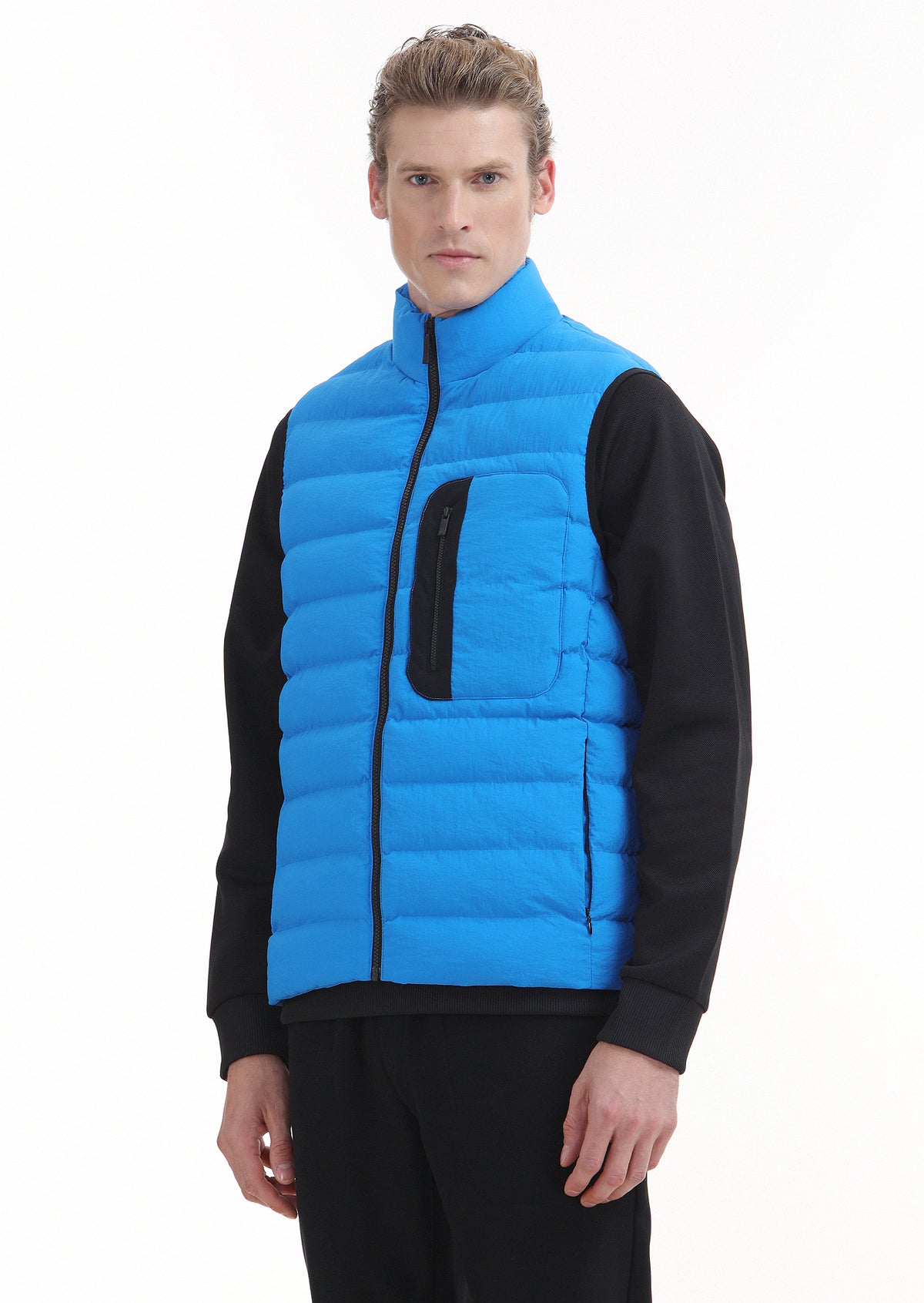 Mavi Regular Fit Dik Yaka Casual Dokuma Spor Yelek